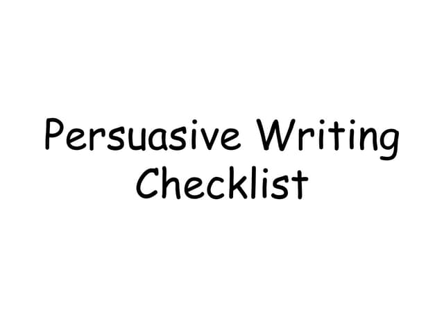 Persuasive Writing Checklist