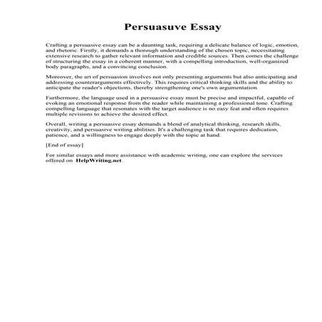 Persuasuve Essay. Warren County Community College