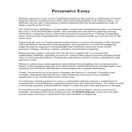 Persusaive Essay. Wentworth Institute of Technology | PDF
