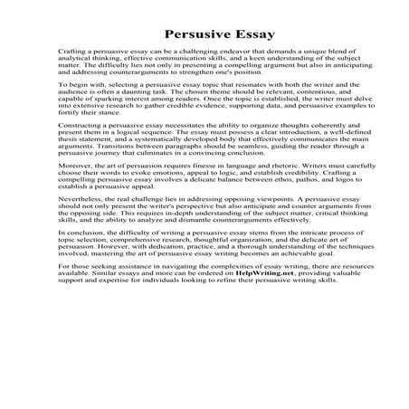 Persusive Essay. Clk Sample Persuasive Essays For High School Students   Writ...
