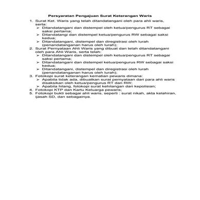 Persyaratan & contoh surat pernyataan ahli waris