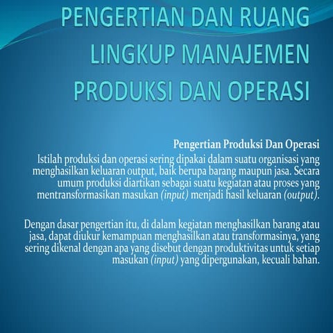 MANAGEMEN PRODUKSI