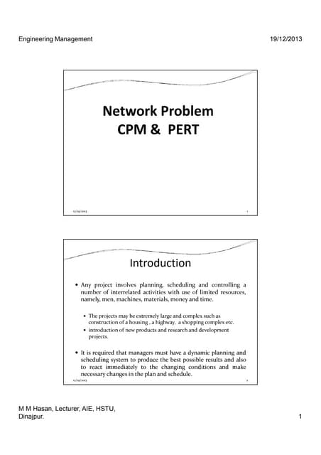 Pert & cpm project management | PPTX