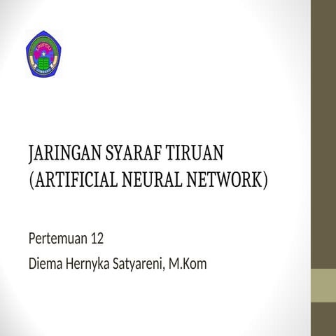 Jaringan Syaraf Tiruan Atificial Neural Network Ppt