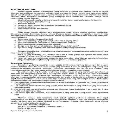 Pertemuan 06      Black Box  Testing