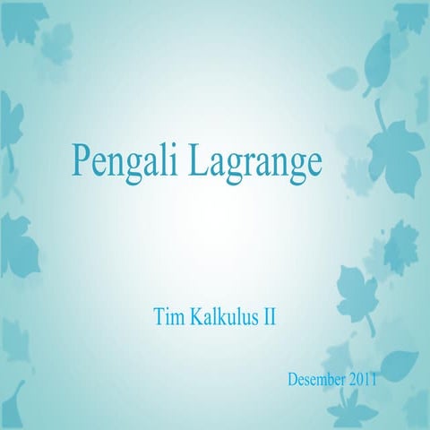 Pertemuan 11   pengali lagrange