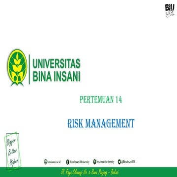 Pertemuan 14: Mata Kuliah Manajeman Project dengan Tema Manajemen Risiko