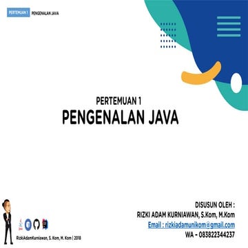 [PBO] Pertemuan 1 (praktik) - Pengenalan java | PPT