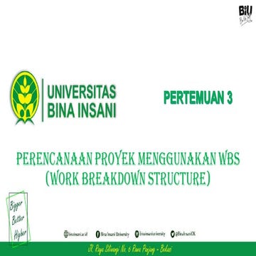 Mata kuliah Manajeman Proyek Pertemuan Ke 3 _Perencanaan Proyek