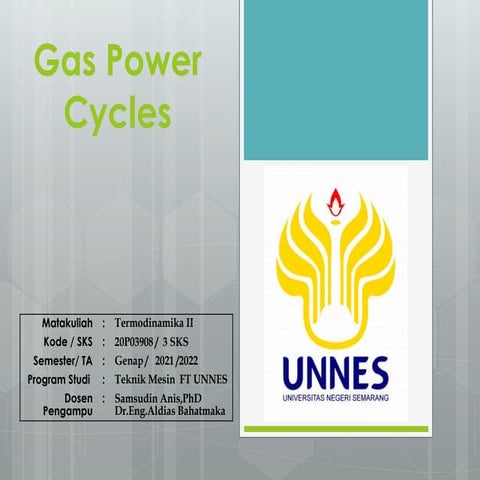 GAS POWER CYCLES PRESENTATION FOR STUDENT UNIVERSITY