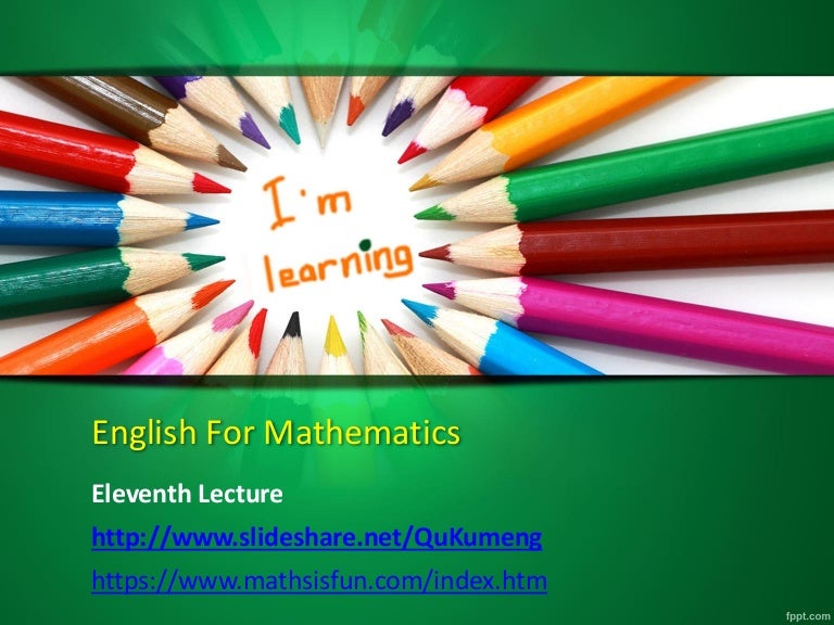 English For Math Pertemuan Ke 11
