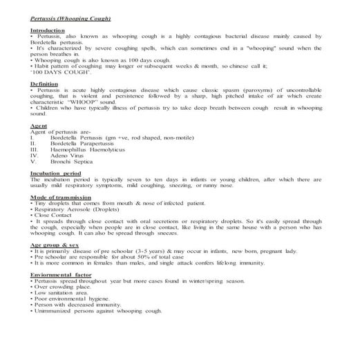 Whooping Cough infectious diseases presentation | PPTX