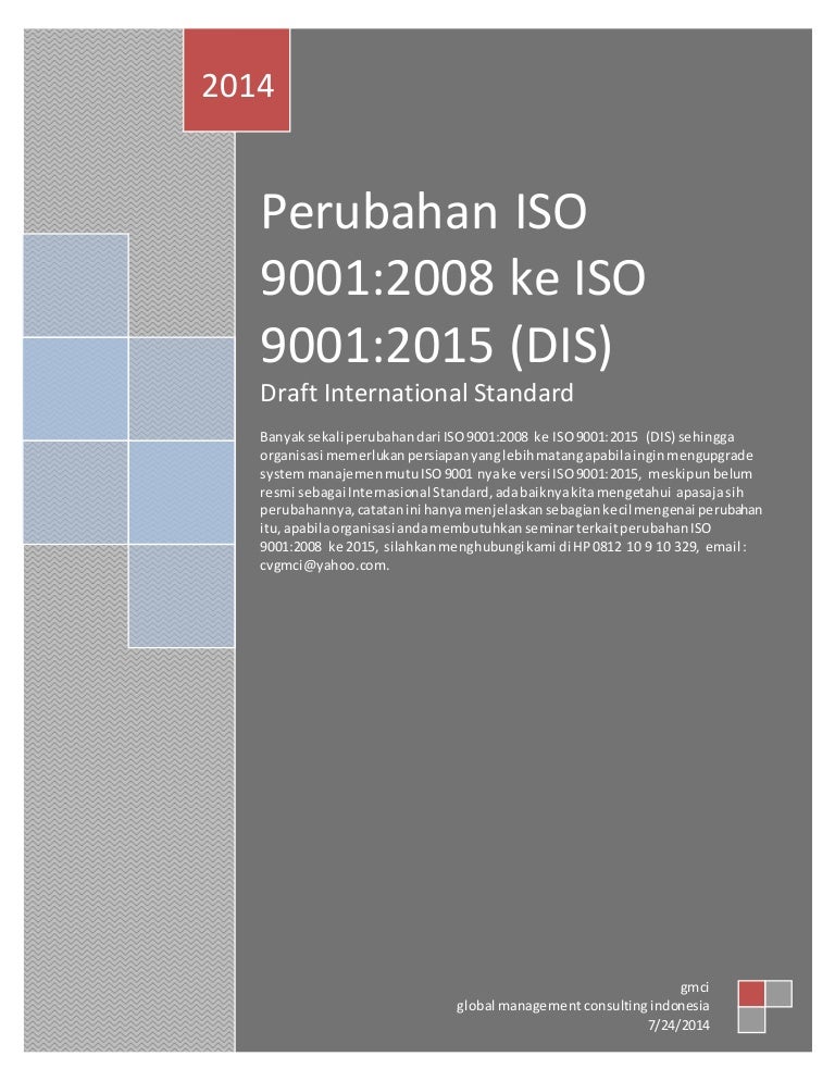 Perubahan Iso 9001 2008 Ke Iso 9001 2015 Dis