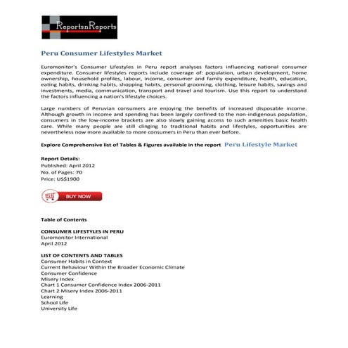 Peru consumer lifestyles market