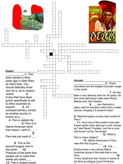 Peru crossword puzzle homework PDF Peru crossword puzzle homework PDF