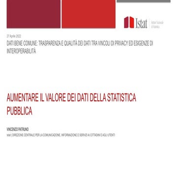 AUMENTARE IL VALORE DEI DATI DELLA STATISTICA PUBBLICA