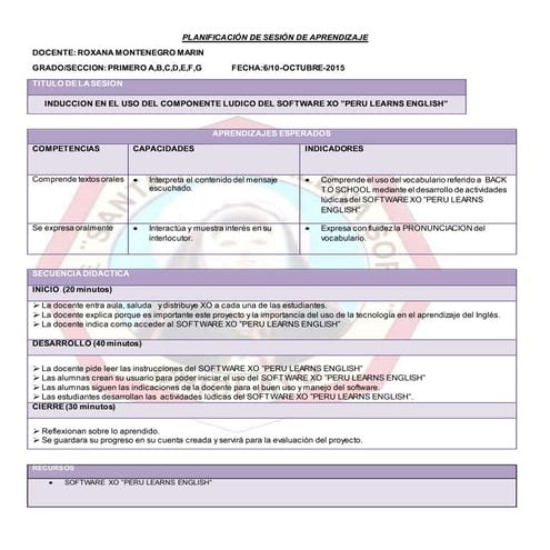 Peru learns sesion induccion