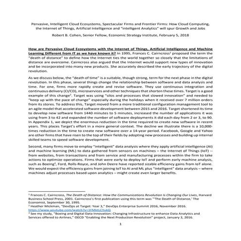 Pervasive, intelligent cloud ecosystems, spectacular firms and frontier firms...