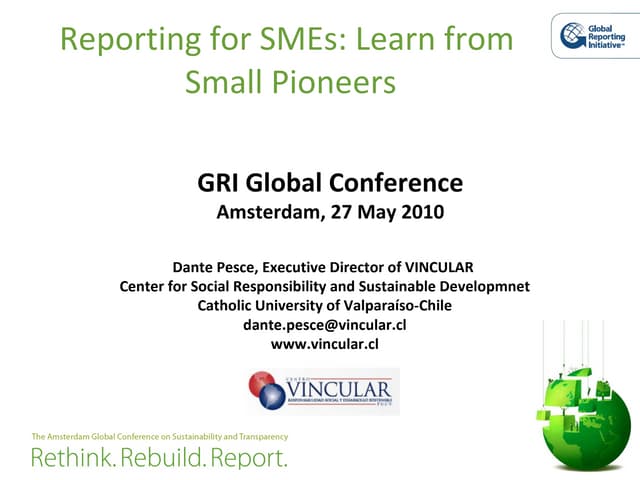 GRI Conference - 27 May - Pesce - Reporting For SMEs: Learn From Small Pioneers