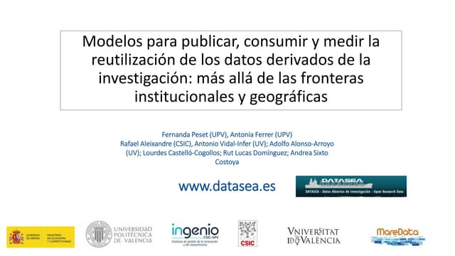 Modelos para publicar, consumir y medir la reutilización de los datos derivad...