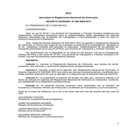 Pesos y medidas vehiculos mtc