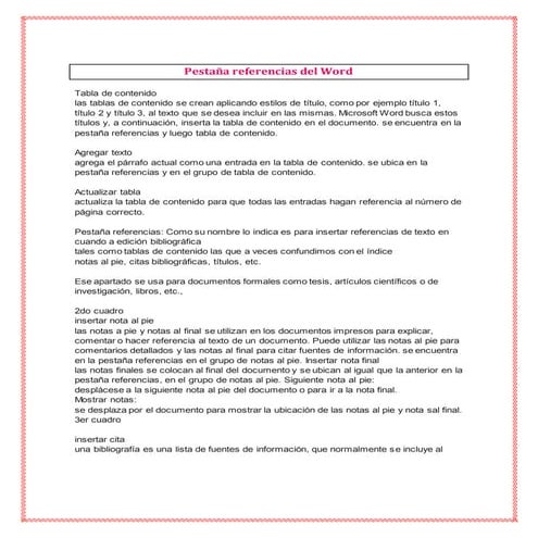 Pestaña referencias del word