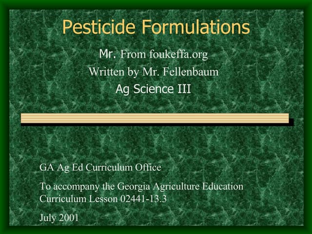 Understanding pesticide formulations | DOC