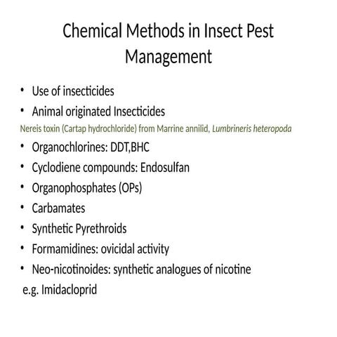 Chemical Methods in Insect Pest Management | PPTX
