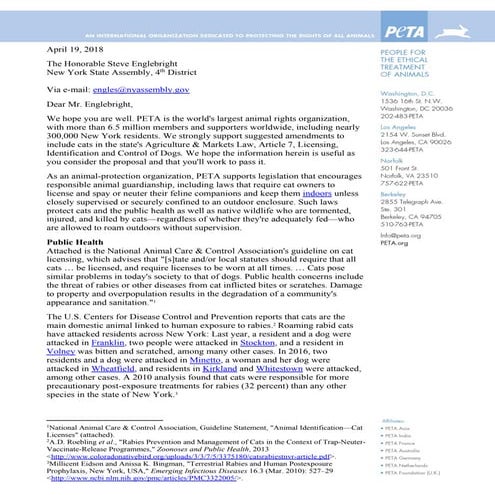 PETA Position on Free Roaming Cats, Animal Control and Cat Licensing