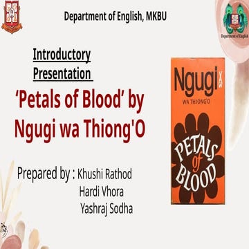 ‘Petals of Blood’ by Ngugi wa Thiong'O .