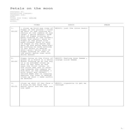 Script with Timings and Stop Motion | DOCX