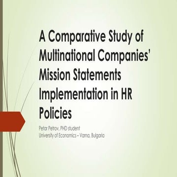 A Comparative Study of Multinational Companies’ Mission Statements Implementa...