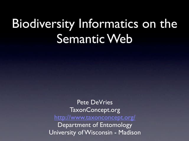 Biodiversity Informatics on the Semantic Web