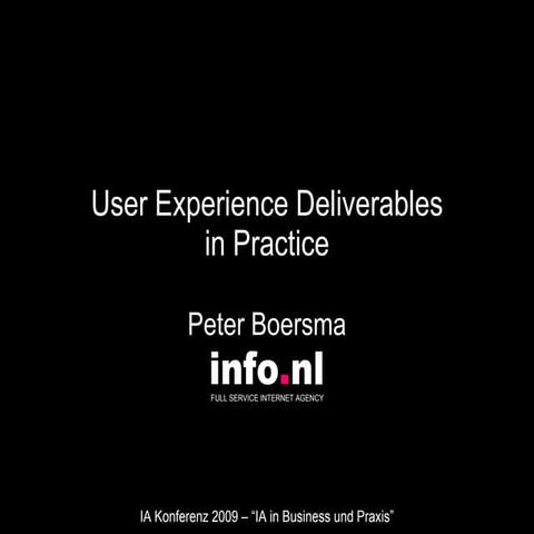 UX Deliverables in Practice