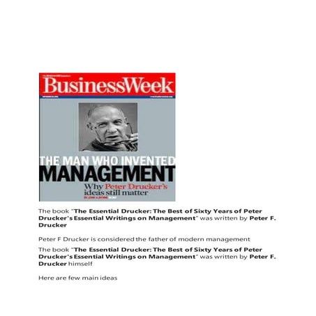 Main Ideas of Peter drucker