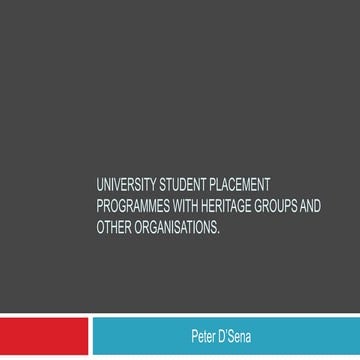 University Student Placement Programmes with Heritage Groups and Other Organi...