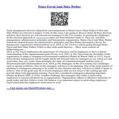 Peter Fayol And Max Weber | PDF