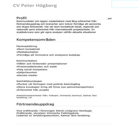 Peter högberg cv