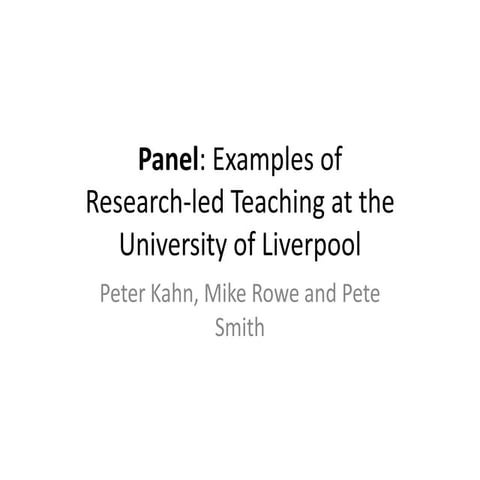 Peter Kahn: Examples of research-led teaching at the University of Liverpool