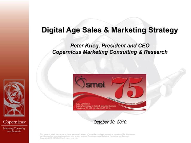 Peter Krieg, Copernicus Marketing