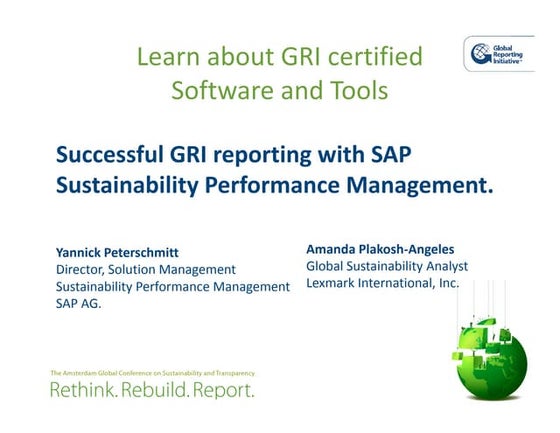 GRI Conference, 27 May, Peterschmitt - Learn  About  GRI  Certified  Software...
