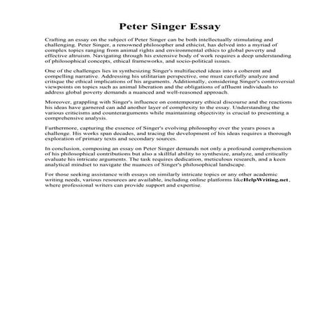 Peter Singer Essay
