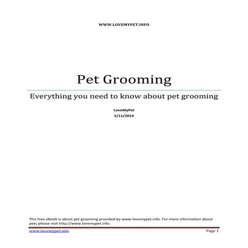 Pet grooming | PDF