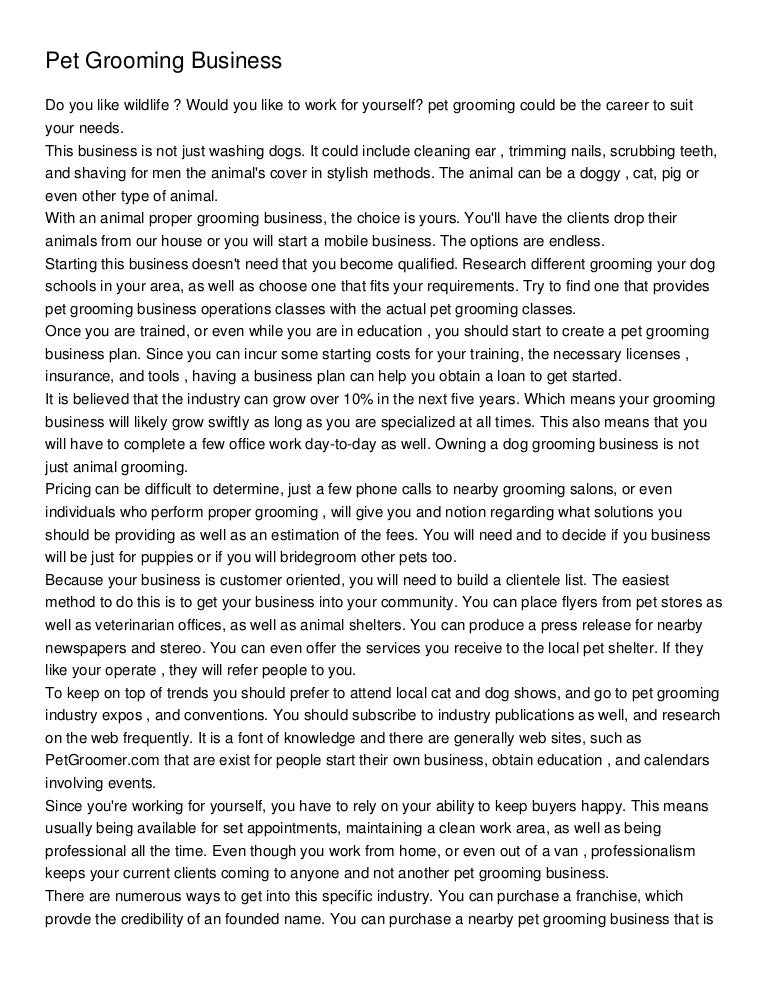 Pet Grooming Business