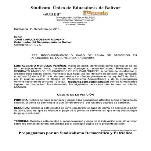 Peticion prima de servicios dpto