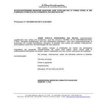 Petição de habilitação em processo