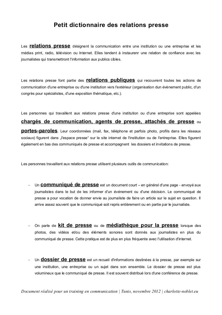 Petit Abc Des Relations Presse - 