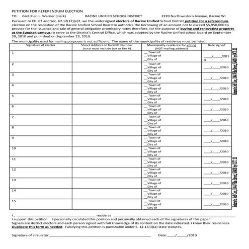 Petition for referendum