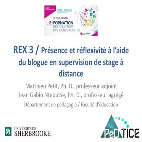 Présence et réflexivité à l'aide du blogue en supervision de stage à distance