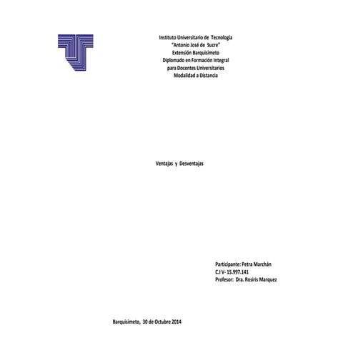 Ventajas y Desventajas